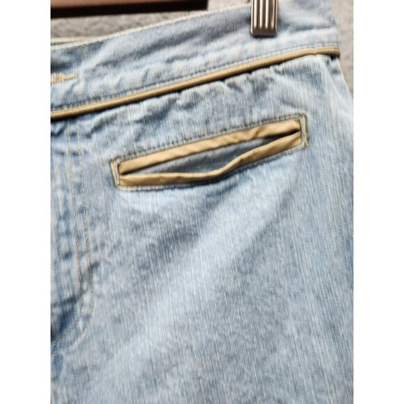 VTG Bill Blass Womens Light Wash Wide-Leg Capri Jeans W/ Tan Piping Detail Size - Picture 3 of 7